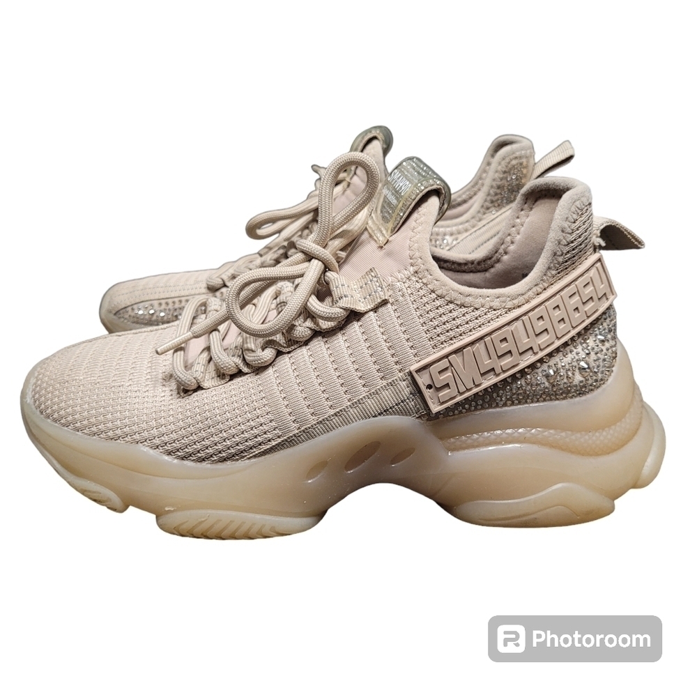 Steve Madden Maxima Multi Tan Blush Sparkle Rhinestone Sneakers Women's Size 7.5